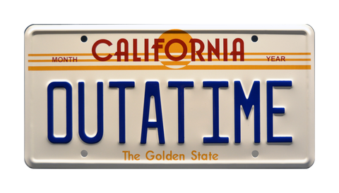 Full size OUTATIME license plate